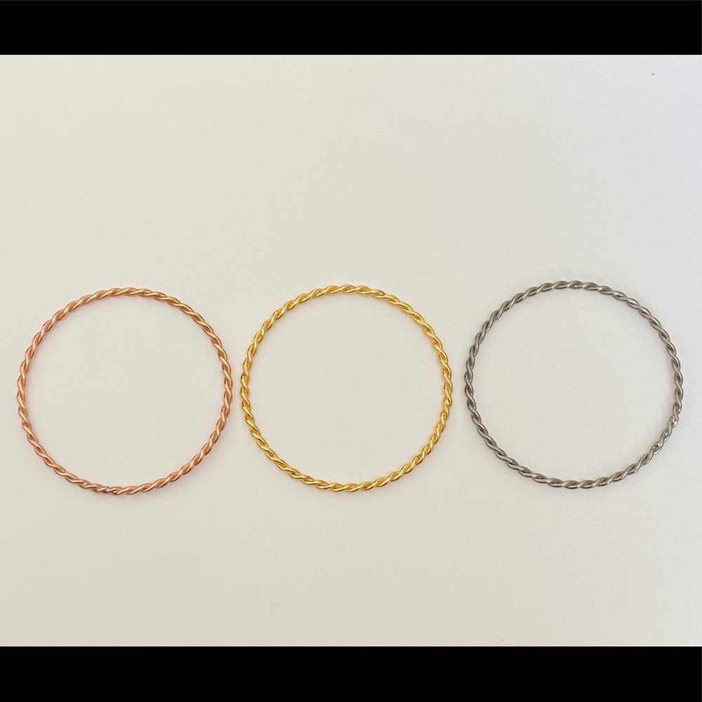925 silver 3 bangles bracelet handmade twisted